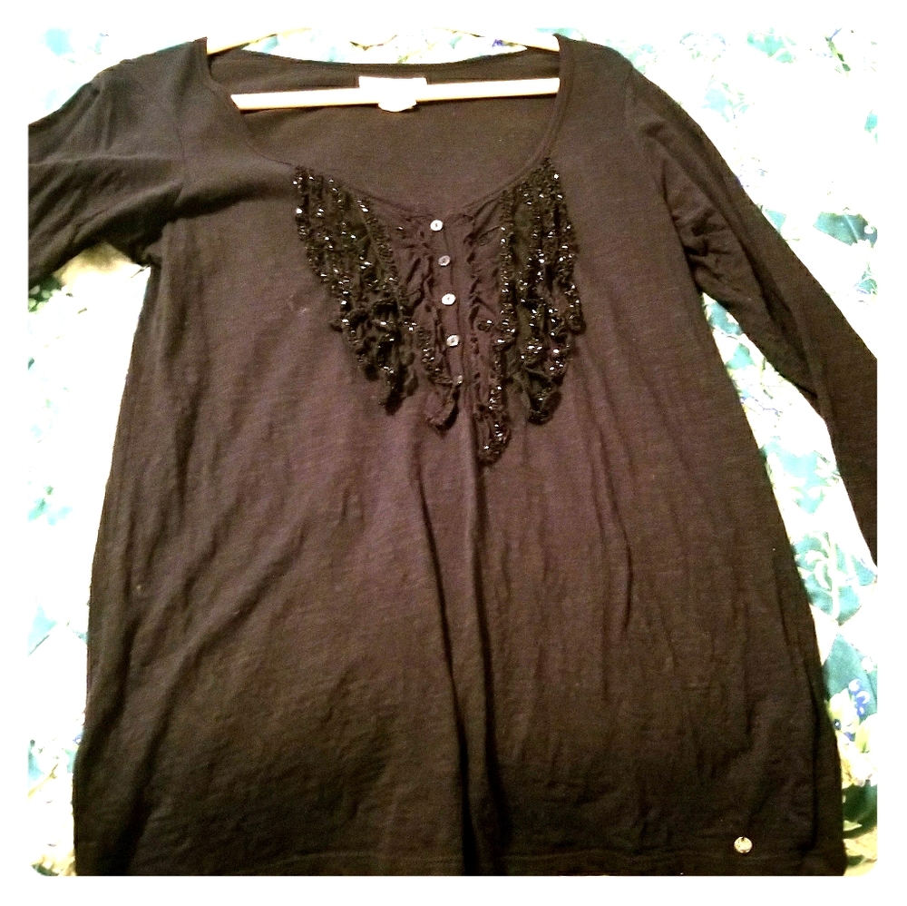 Ralf Lauren Black long sleeved tuxedo seq-ed shirt